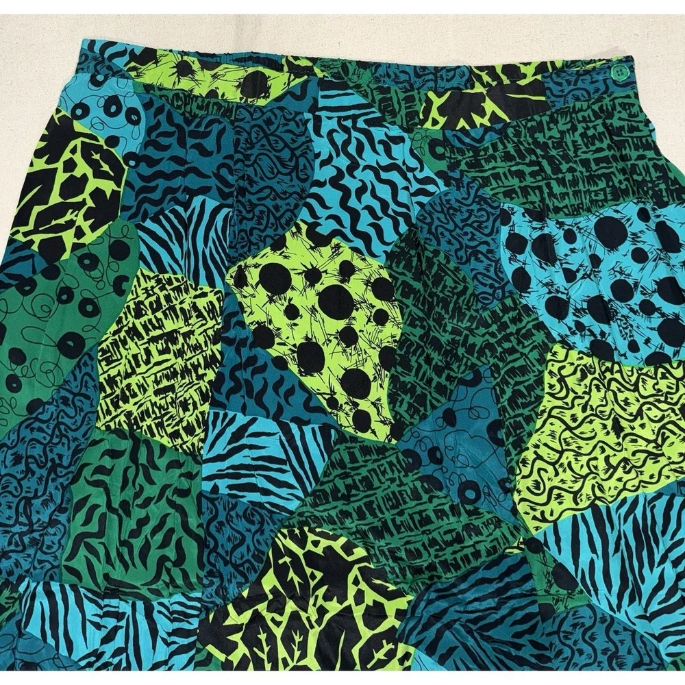 Vintage Diane Von Furstenberg 100% Silk Assets Green Maxi Skirt‎ Women's 2X